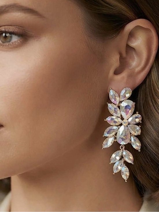 Trendy boutique Jewelry - Crystal Marquise Cluster Drop Earrings (5591)